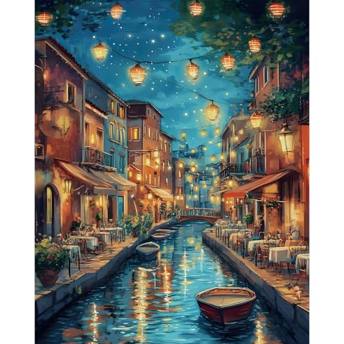 Camocin Paint by Numbers Kit for Adults Venice Adult Paint by Number Kits on Canvas Without Frame for Beginner Stream Landscape Oil Painting by Numbers Kit for Gift Home Wall Decor 16x20 InchInch - Image 1