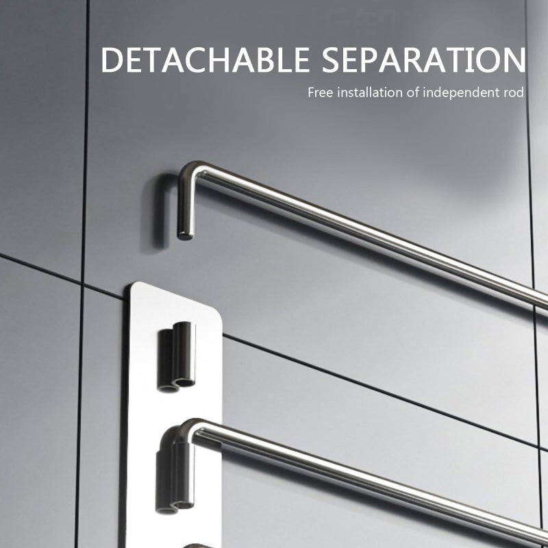 Punch Free Stainless Steel Rotating 3 Bar Towel Rack Wall Mounted Towel Holder For Shower Vanity Bathroom - Image 5