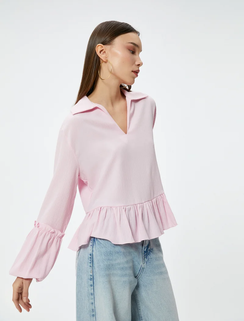 كوتون Ruffle Blouse