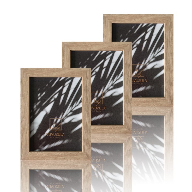 VUVUZULA Picture Frame 13 x 18 cm Wooden Photo Frame 5 x 7 Inch Wooden Frame MDF Frame 13 x 18 cm Natural Set of 3