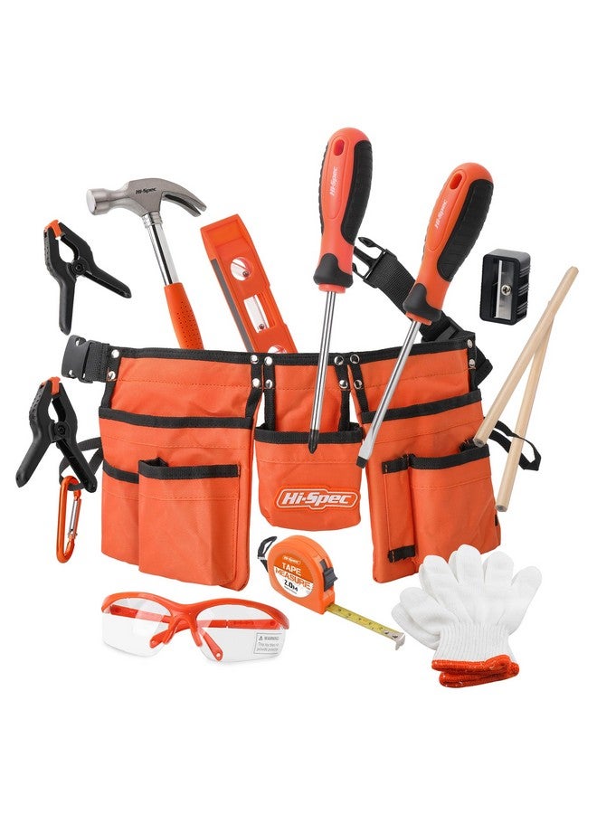 Hi-Spec Hi-Spec 16pc Orange Kids Tool Kit Set & Child Size Tool Belt. Real Kit for DIY Building, Woodwork & Construction Learning for Kids - Image 1