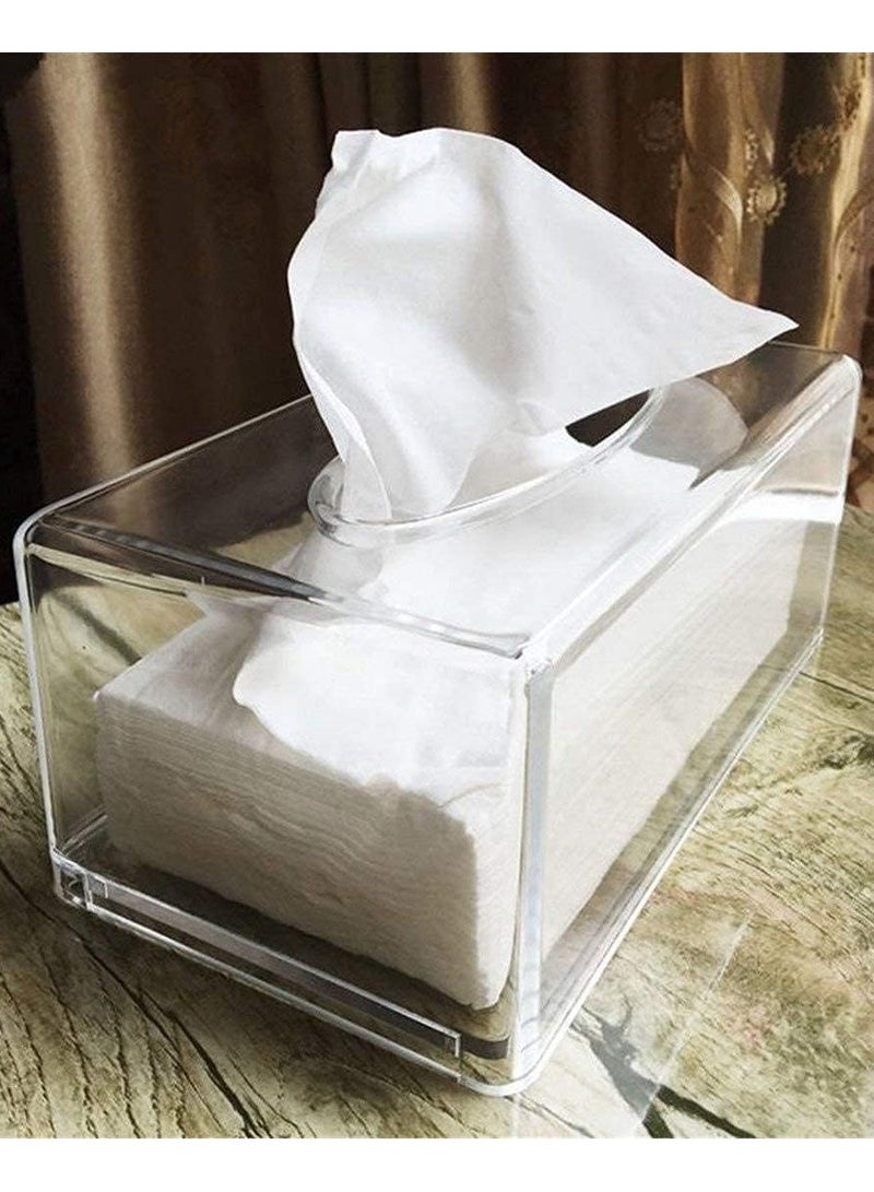 صندوق مناديل من الأكريليك , علبة مناديل من الاكريليك الشفاف مربعة ، حامل علبة مناديل الحمام، موزع أوراق تجفيف شفاف للحمام والمطبخ والسيارات - Image 3