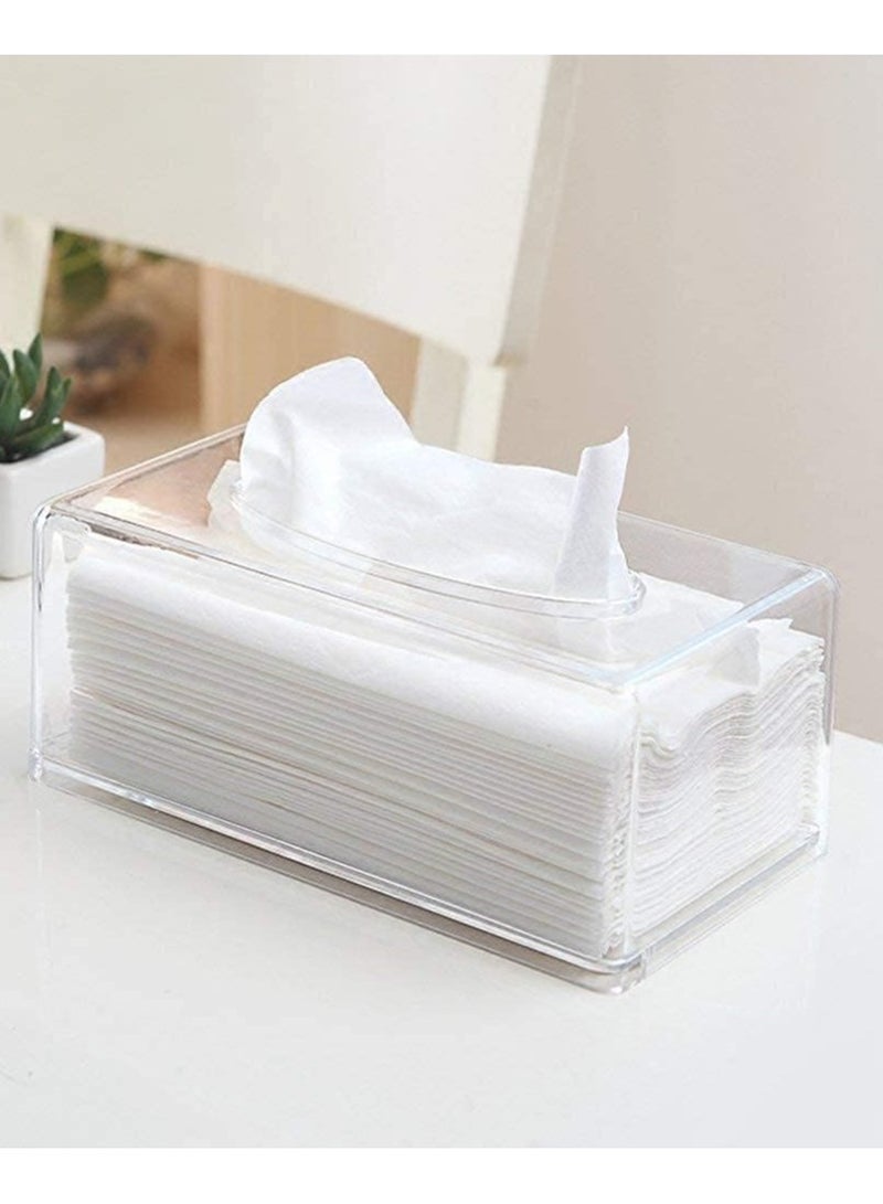 صندوق مناديل من الأكريليك , علبة مناديل من الاكريليك الشفاف مربعة ، حامل علبة مناديل الحمام، موزع أوراق تجفيف شفاف للحمام والمطبخ والسيارات - Image 1