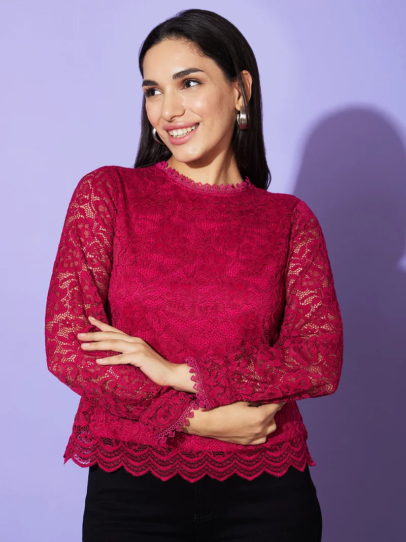 Women Lace Up Party Top