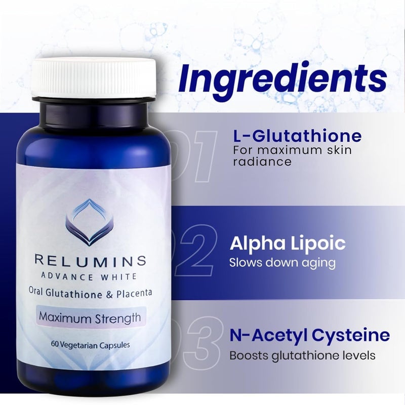 RELUMINS مجموعة ريلومينز للإشراقة مع جهاز تدليك التنظيف - تركيبة متقدمة لتفتيح البشرة وتغذيتها تشمل جلوتاثيون ريلومينز أدفانس وايت الفموي وصابون إصلاح الخلايا الجذعية المكثف والمجموعة - Image 2