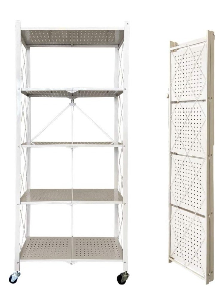 BLOOMING TIME 5 Tier Foldable Storage Rack Kitchen Storage Shelf Kitchen Garage Home Closet Office Storage Rack Storage Organizer Storage Shelves - Image 1