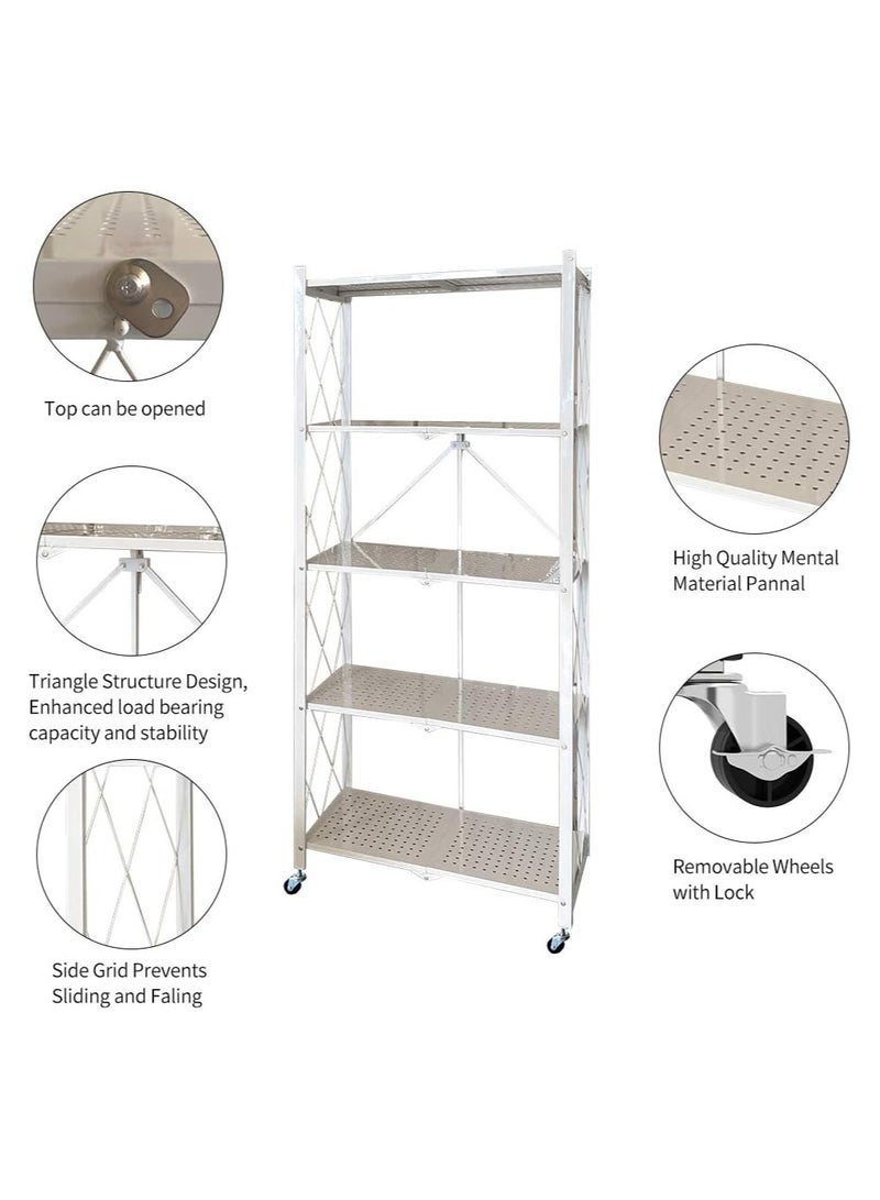 BLOOMING TIME 5 Tier Foldable Storage Rack Kitchen Storage Shelf Kitchen Garage Home Closet Office Storage Rack Storage Organizer Storage Shelves - Image 4