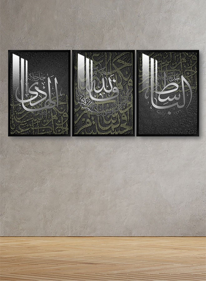 ماركتنا ثلاث لوحات جدارية120x60سم مع برواز أسود وطبقة اكريلك شفاف بتصميم إسلامي - Image 1