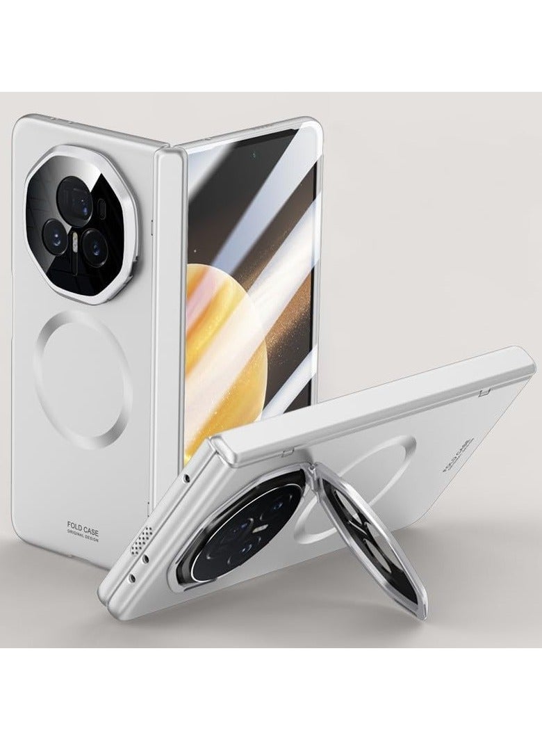 Magnetic Case Compatible with Honor Magic V3, Shell Film Integrated Spring Hinge Protection Metal Lens Bracket For Honor Magic V3 (Silver)