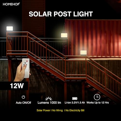 Homehop Solar Pillar Light Outdoor 80 LED Wireless Waterproof Decorative Lights for Home Post, Garden Decor, Compound, Wall, Boundary with 3 Color Modes (3.2V/1000mAh/8W) - Image 4