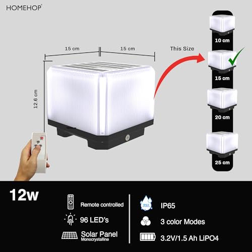 Homehop Solar Pillar Light Outdoor 80 LED Wireless Waterproof Decorative Lights for Home Post, Garden Decor, Compound, Wall, Boundary with 3 Color Modes (3.2V/1000mAh/8W) - Image 2