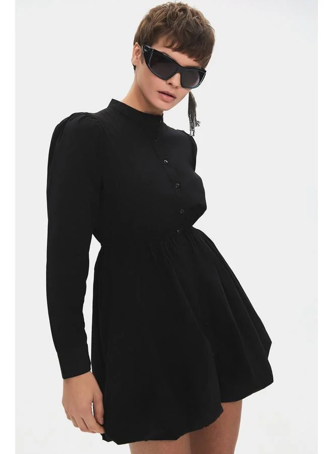 JUNE Gathered Waist Mini Dress