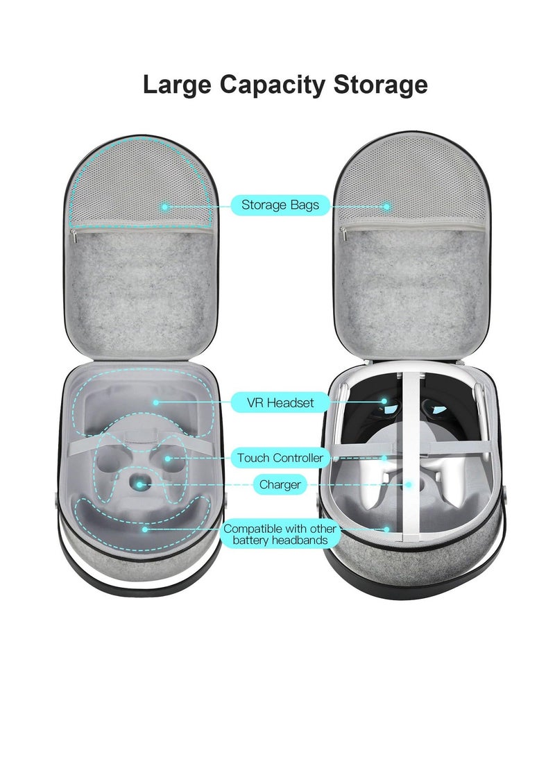 Hard Carrying Case for Meta Oculus Quest 2/Quest 3/Vision Pro Original/Elite Version VR Gaming Headset and Touch Controllers - Travel and Home Storage Compatible Accessories - Image 4