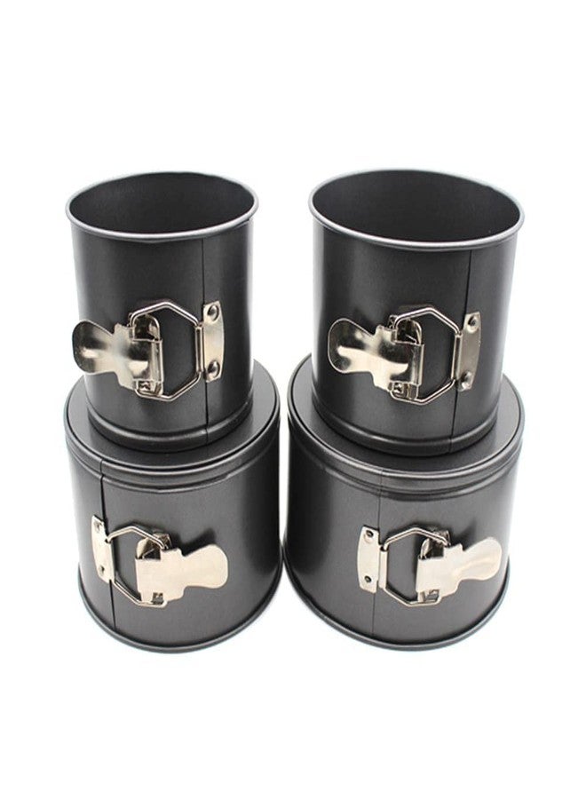 beiyoule 4 Pcs Springform Pan (4inch, 5inch, 6inch, 7inch), Cake Tin for Baking, Detachable Bottom Carbon Steel Cheesecake Mold (Black) - Image 1