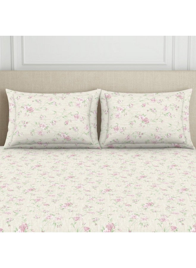 Welspun 120 TC Polycotton Bedsheet for Double Bed with 2 Pillow Cover | Skin Safe & Super Soft King Size Bed Sheet | (108 X 108 Inch) - Gloral Pink | Harmony - Image 4