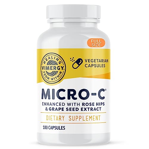 Vimergy MicroC Vitamin C Capsules 500mg per Capsule Supports Immune Health Promotes Collagen Production Supports Healthy Bones Kosher Vegan GlutenFree Regular Size 180 Capsules