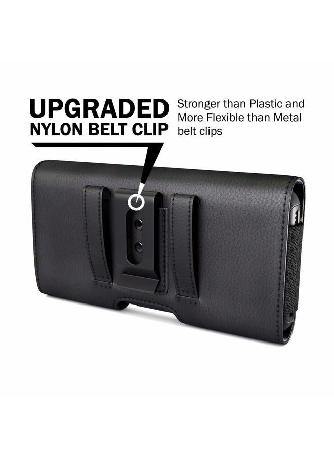 PiTau Bomea iPhone 8 6 6S iPhone 7 Leather Case Holster Belt Case with Clip/Loops Belt Pouch Holder for Apple iPhone 6 6S 7 8 Phone with a Slim Hard Case on - Built in ID Card Slot - Black - Image 3