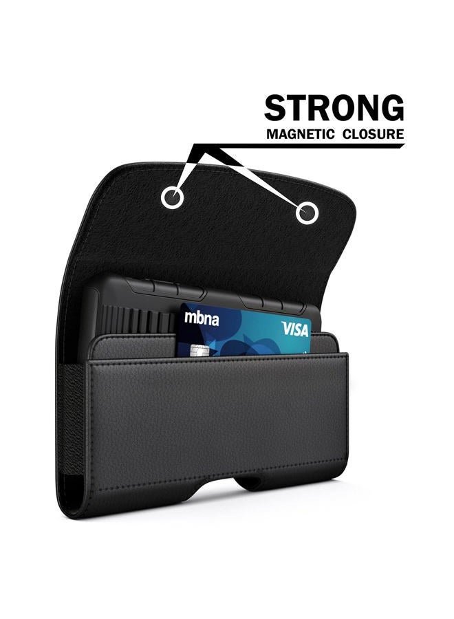 PiTau Bomea iPhone 8 6 6S iPhone 7 Leather Case Holster Belt Case with Clip/Loops Belt Pouch Holder for Apple iPhone 6 6S 7 8 Phone with a Slim Hard Case on - Built in ID Card Slot - Black - Image 4