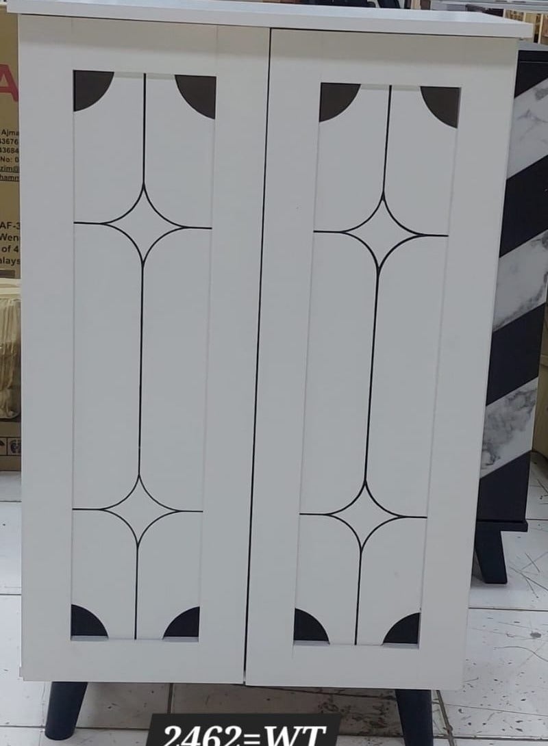 جالاكسي ديزاين خزانة أحذية خشبية من جالاكسي ديزاين - لون أبيض، موديل GDF-MAF2462