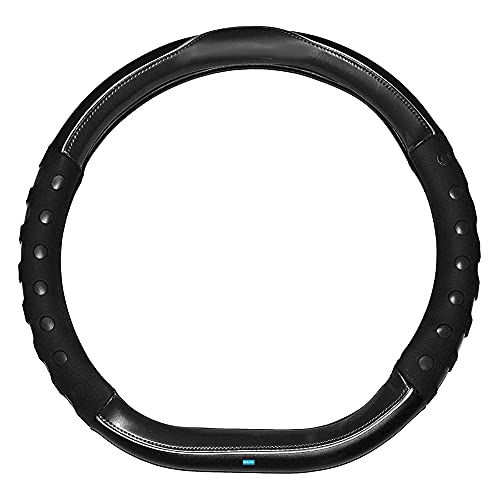 NIKAVI Fashion Steering Wheel Cover - Black Color | Size - Medium | Diameter 38 cm | D-Type | Car Steering Wheel Protector, Anti-Slip, Stylish Leather Finish Grip Cover for Flat Bottom Wheels - Image 4