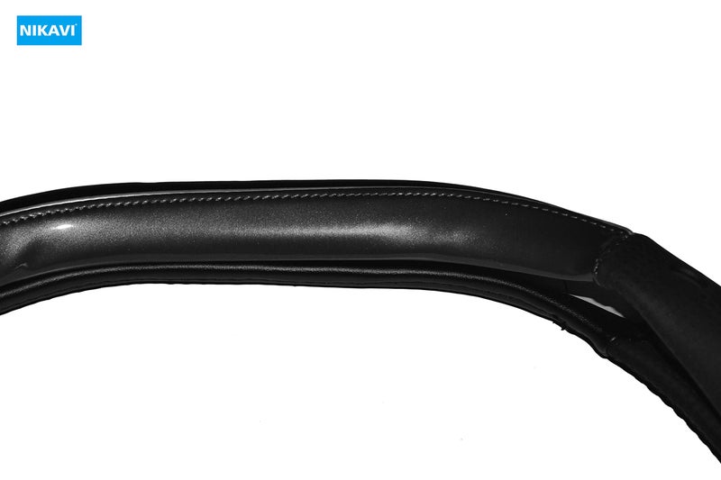 NIKAVI Fashion Steering Wheel Cover - Black Color | Size - Medium | Diameter 38 cm | D-Type | Car Steering Wheel Protector, Anti-Slip, Stylish Leather Finish Grip Cover for Flat Bottom Wheels - Image 5