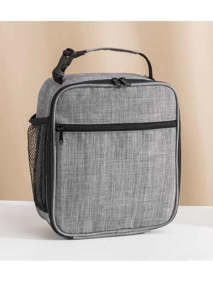 Mmmon - Insulated Lunch Bag,Leakproof Portable Lunch Box for Women Men Boys Girls,Large Capacity Bag with Handle and Bottle Pocket for Office School Camping Hiking Outdoor Beach Picnic (Gray) - Image 1