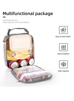 Mmmon Insulated Lunch Bag,Leakproof Portable Lunch Box for Women Men Boys Girls,Large Capacity Bag with Handle and Bottle Pocket for Office School Camping Hiking Outdoor Beach Picnic (Gray)  - Image 3