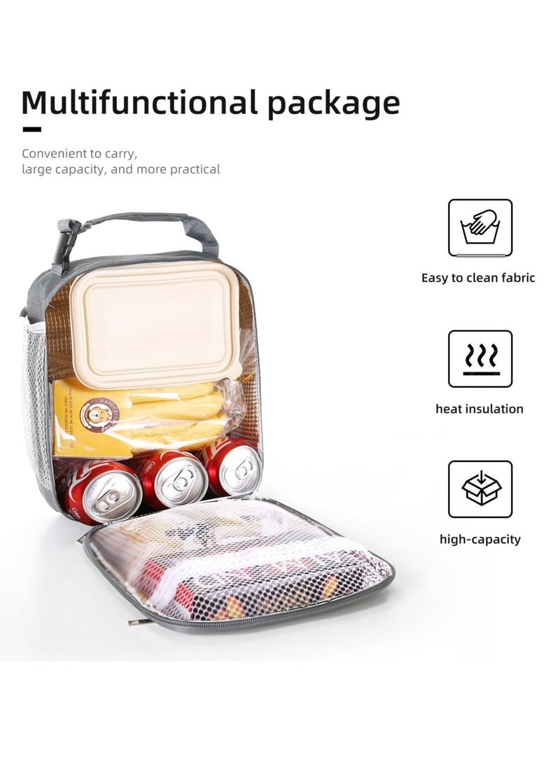Mmmon - Insulated Lunch Bag,Leakproof Portable Lunch Box for Women Men Boys Girls,Large Capacity Bag with Handle and Bottle Pocket for Office School Camping Hiking Outdoor Beach Picnic (Gray) - Image 1