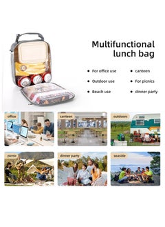 Mmmon Insulated Lunch Bag,Leakproof Portable Lunch Box for Women Men Boys Girls,Large Capacity Bag with Handle and Bottle Pocket for Office School Camping Hiking Outdoor Beach Picnic (Gray)  - Image 4