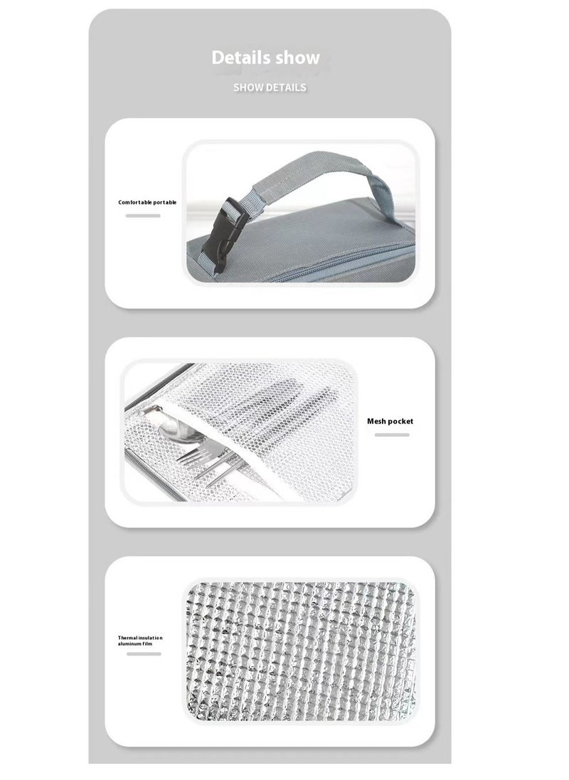 Mmmon - Insulated Lunch Bag,Leakproof Portable Lunch Box for Women Men Boys Girls,Large Capacity Bag with Handle and Bottle Pocket for Office School Camping Hiking Outdoor Beach Picnic (Gray) - Image 1