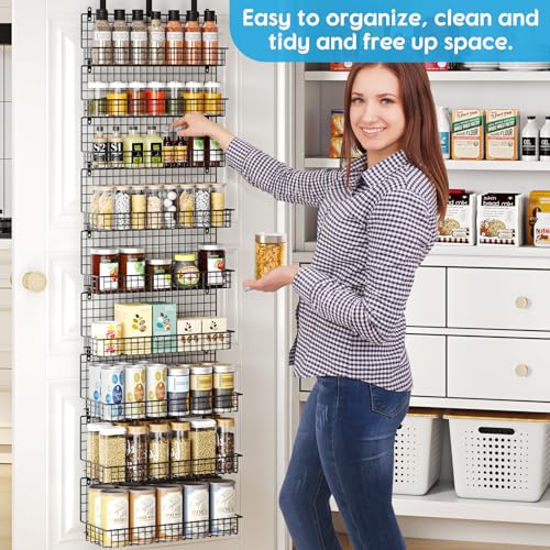 JKsmart 9-Tier Spice Rack Organizer with Door Hook, Wall Mount, and Extra Large Capacity for Pantry Door – Stylish Black Design for Effortless Organization, Ultimate Kitchen Storage Solution - Image 5
