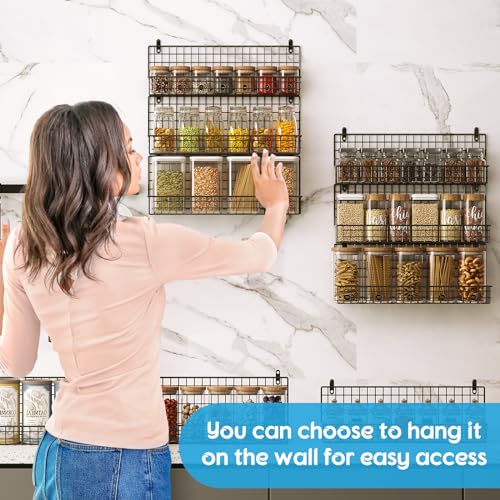 JKsmart 9-Tier Spice Rack Organizer with Door Hook, Wall Mount, and Extra Large Capacity for Pantry Door – Stylish Black Design for Effortless Organization, Ultimate Kitchen Storage Solution - Image 4