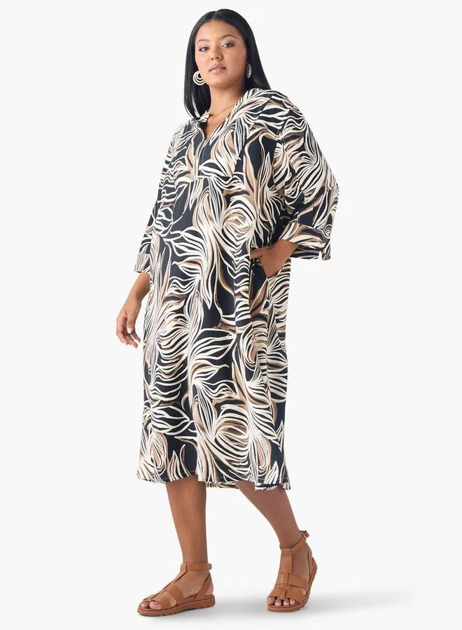 Ulla Popken Plus Size Ulla Popken Printed A-line Dress