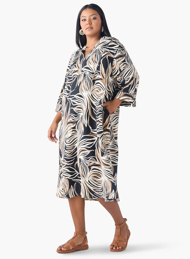 Ulla Popken Plus Size Ulla Popken Printed A-line Dress