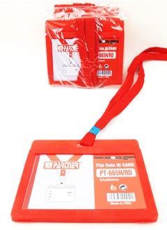 PARTNER 5-Piece ID Card Holder Horizontal With Lanyard Red Colour  - Image 1