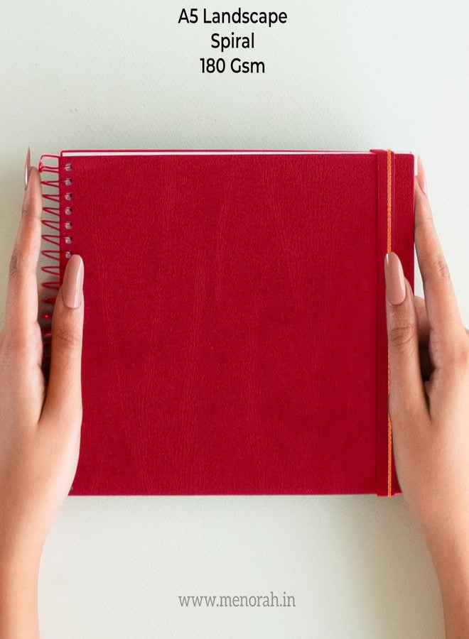 MENORAH دفتر رسم مينورا - ورق A5 - ألوان زيتية - 180 غرام/متر مربع - غلاف حلزوني، دفتر رسم - 100 صفحة/50 ورقة (مقاس 14.8 سم × 21.0 سم) - غلاف معدني حلزوني صلب - دفتر رسم - منظر طبيعي (أحمر) - Image 2