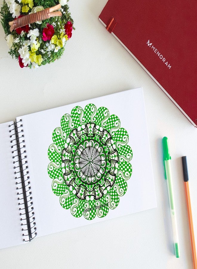 MENORAH دفتر رسم مينورا - ورق A5 - ألوان زيتية - 180 غرام/متر مربع - غلاف حلزوني، دفتر رسم - 100 صفحة/50 ورقة (مقاس 14.8 سم × 21.0 سم) - غلاف معدني حلزوني صلب - دفتر رسم - منظر طبيعي (أحمر) - Image 5