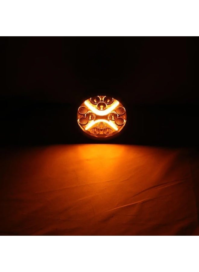 LED Work Light, Round Off-Road Driving Lights, Black Aluminum Housing, Orange X-Pattern, Spot Beam Auxiliary Lights - Image 4