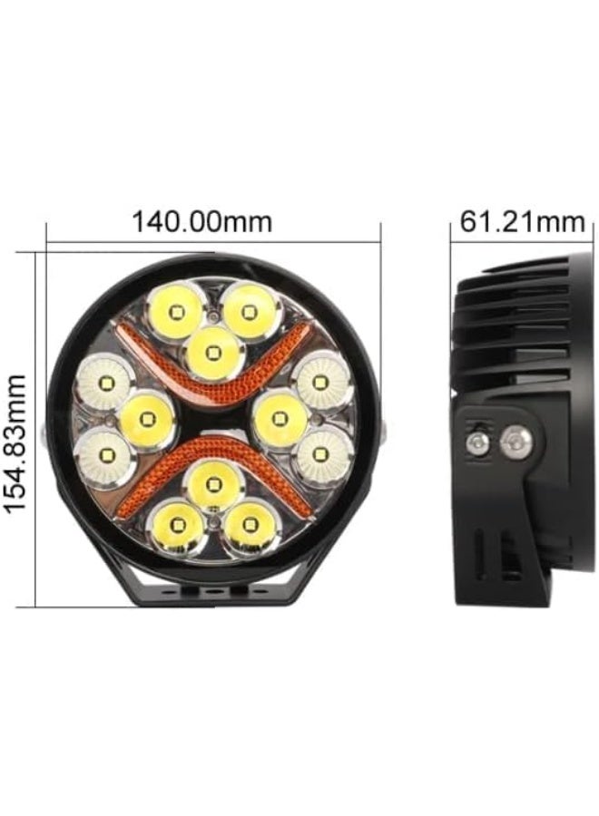 LED Work Light, Round Off-Road Driving Lights, Black Aluminum Housing, Orange X-Pattern, Spot Beam Auxiliary Lights - Image 5