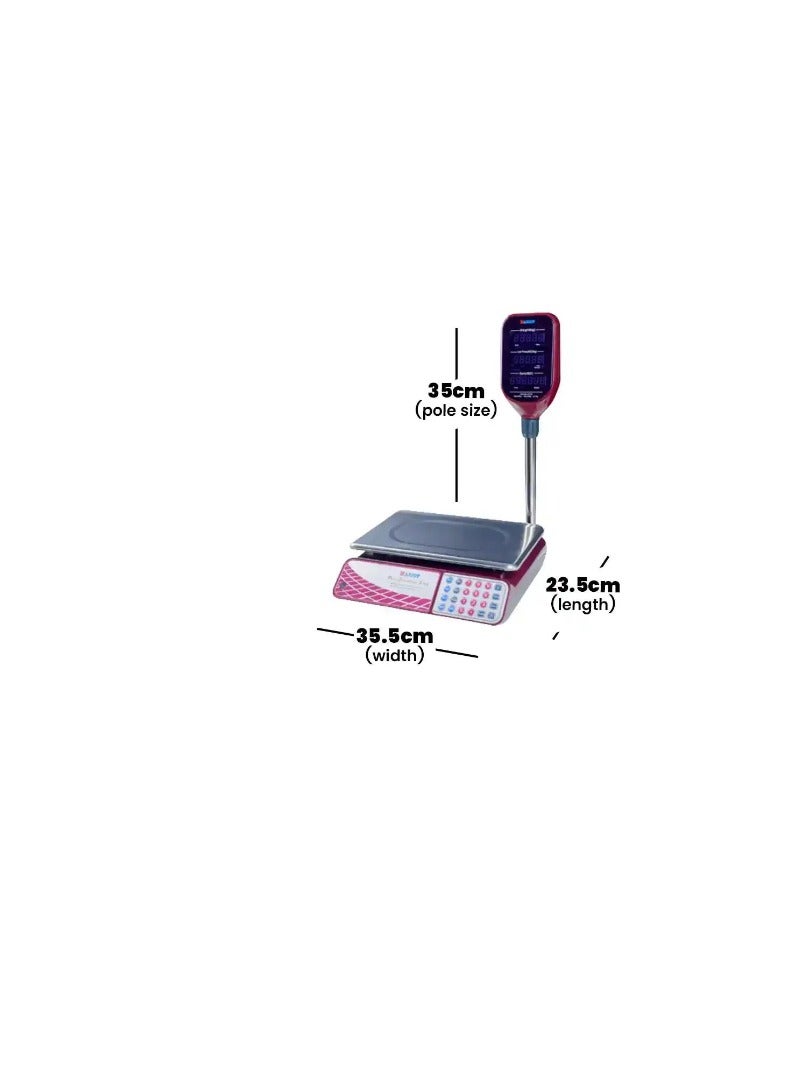 CAMRY Digital Commercial Price Scale 30kg Silver/Red/Black 35.5x23.5cm - Image 4