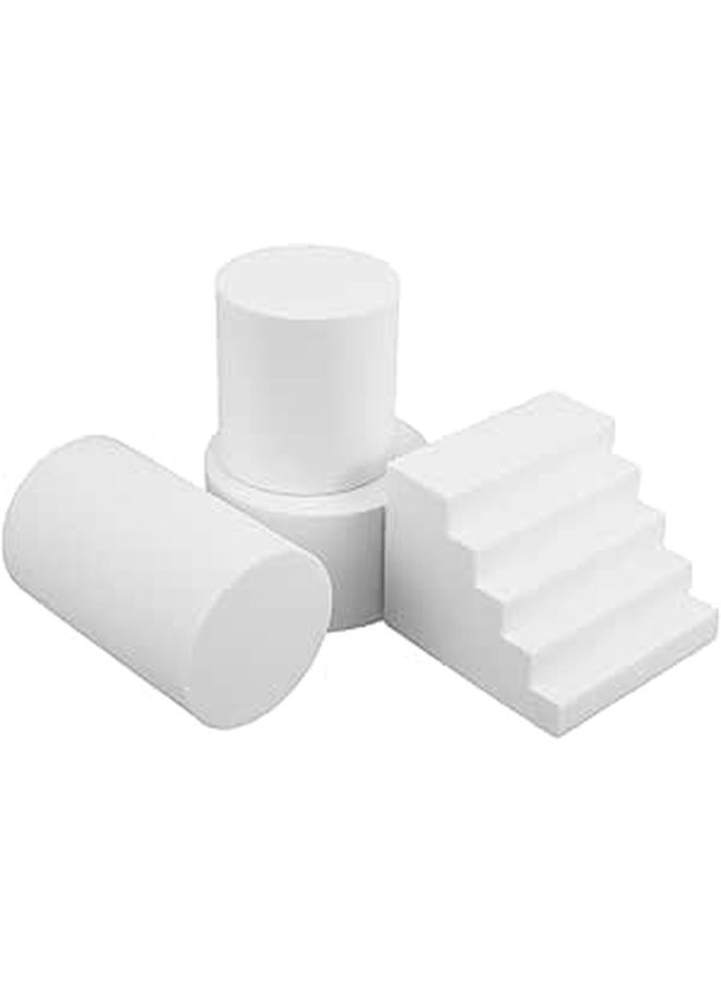 White Foam Geometry Props 4pcs Cylinders Blocks Product Photo Backdrop - Image 1