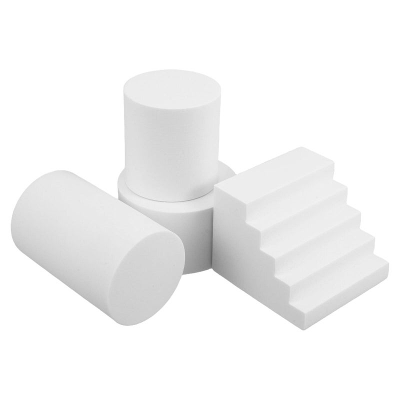 White Foam Geometry Props 4pcs Cylinders Blocks Product Photo Backdrop - Image 2