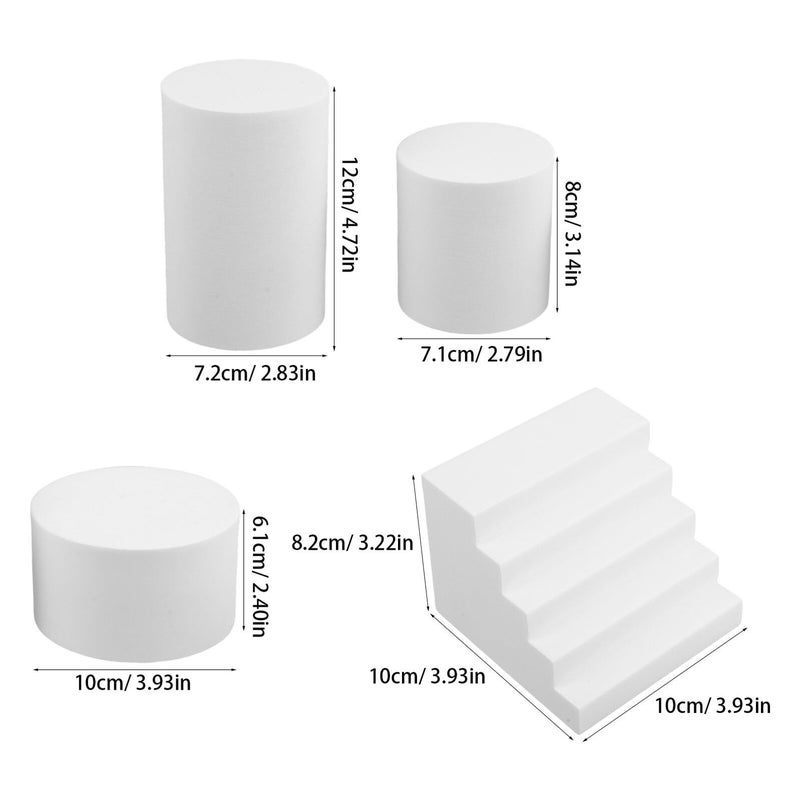 White Foam Geometry Props 4pcs Cylinders Blocks Product Photo Backdrop - Image 3