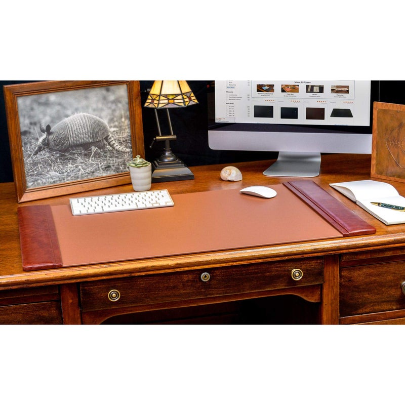 Dacasso Leather Desk Pad with Side Rails - Luxury Leather Desk Blotter for Writing - Executive Desk Surface Protector - (Mocha, 34 x 20) - Image 2