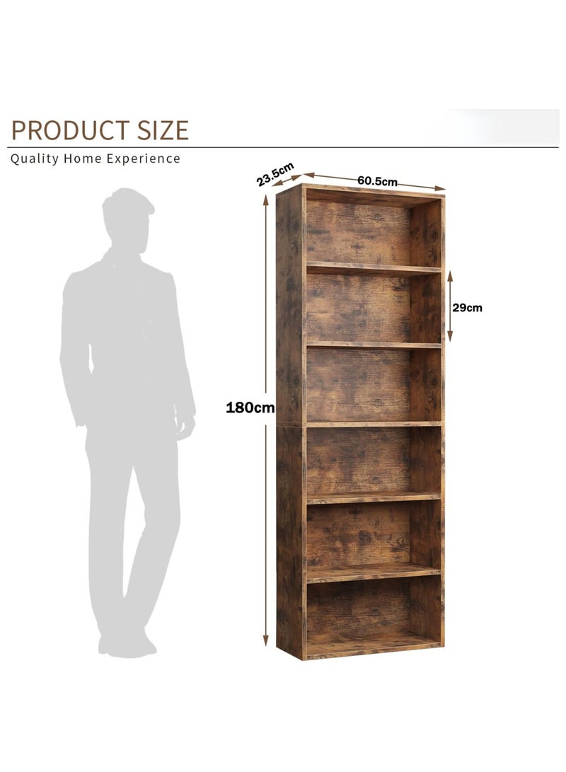غوغويا أرفف كتب وخزائن كتب أرفف تخزين أرضية قائمة 6 طبقات عرض أرفف تخزين 180 سم خزانة كتب طويلة 180 سم أثاث ديكور منزلي للمكتب المنزلي، غرفة المعيشة، غرفة النوم - Image 2