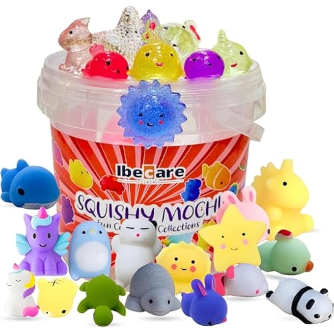 Ibecare Mochi Squishy Toys | Party favors for kids! birthday giveaways or return gifts for Birthday party kids | mini toys | goodie bags pinatas stocking fillers (24 Pcs) - Image 1