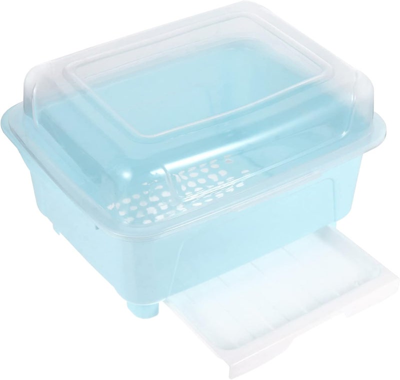 Baby Bottle Drying Racks with Cover Baby Tableware Chopsticks Dish Bowls Box Nursing Bottle Storage Drainer Storage Box Draining Rack Blue - Image 1
