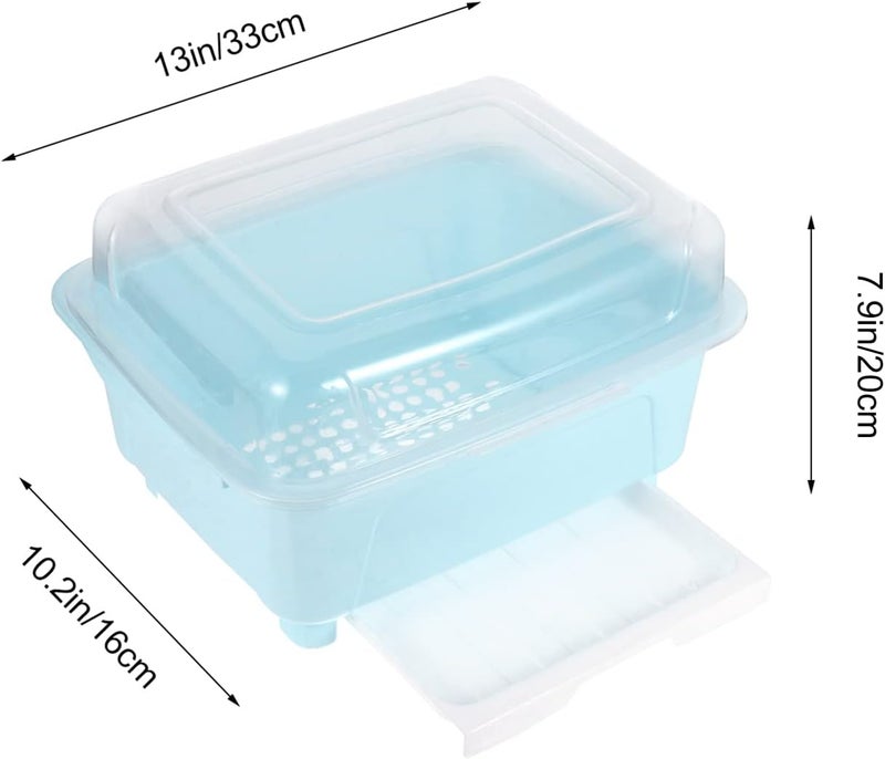 Baby Bottle Drying Racks with Cover Baby Tableware Chopsticks Dish Bowls Box Nursing Bottle Storage Drainer Storage Box Draining Rack Blue - Image 2