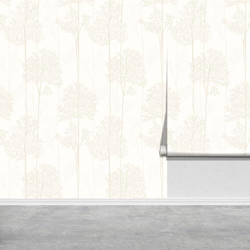 JiffDiff Warm White Self Adhesive Wallpaper with Waterproof, Farmhouse Removable Peel and Stick Wallpaper for Bathroom and Cabinets Decor, Botanical Renter Friendly Contact Paper 17.3" X 400" - Image 1