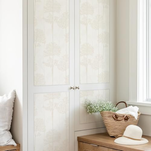 JiffDiff Warm White Self Adhesive Wallpaper with Waterproof, Farmhouse Removable Peel and Stick Wallpaper for Bathroom and Cabinets Decor, Botanical Renter Friendly Contact Paper 17.3" X 400" - Image 5